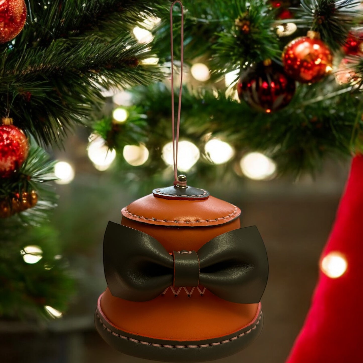 Handmade Leather Christmas Bell Ornament