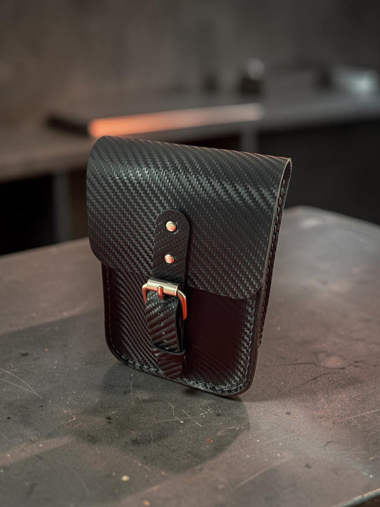 Handmade Leather Carbon Print Belt Pouch – Tactical Waist Bag