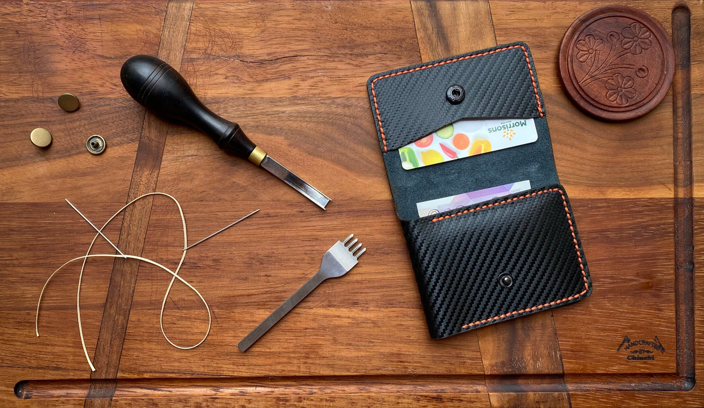 Handmade Leather Wallet - Carbon Print