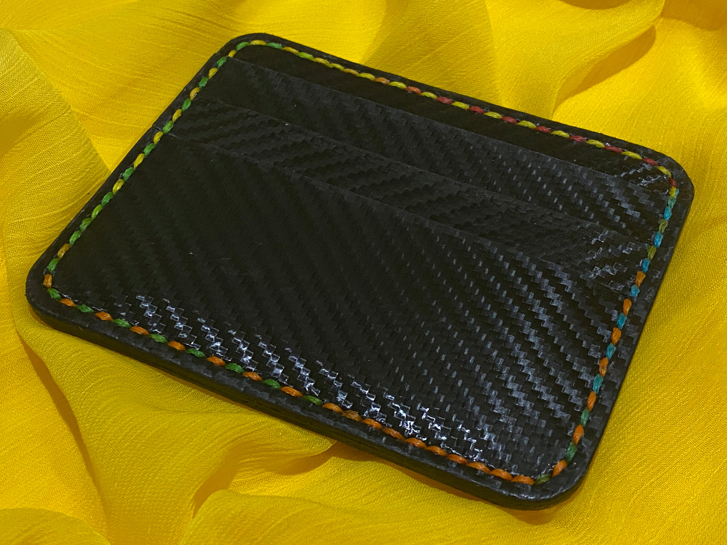Handmade Leather card holder- Carbon print